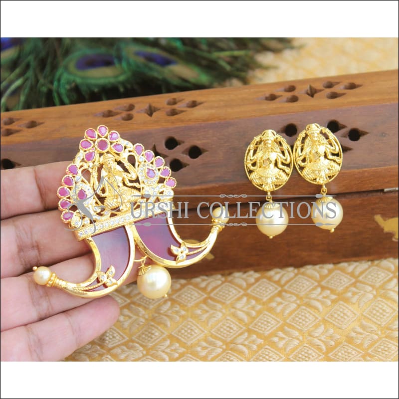 Designer Gold plated Temple pendant set M402 - Pendant Set