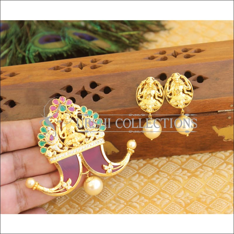 Designer Gold plated Temple pendant set M404 - Pendant Set