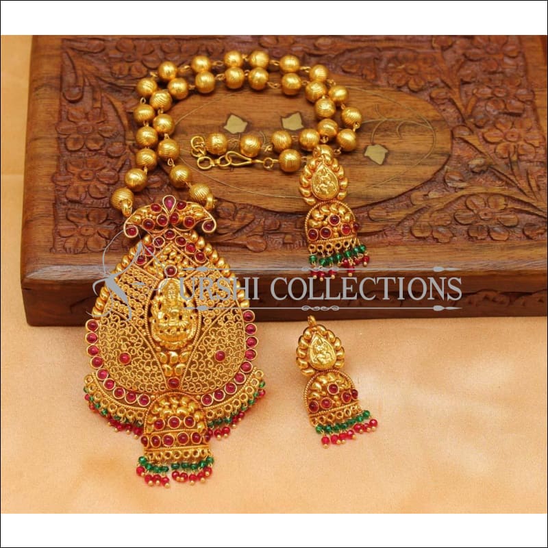 Designer Gold Plated Temple Pendant Set UC-NEW1966 - Multy - Pendant Set