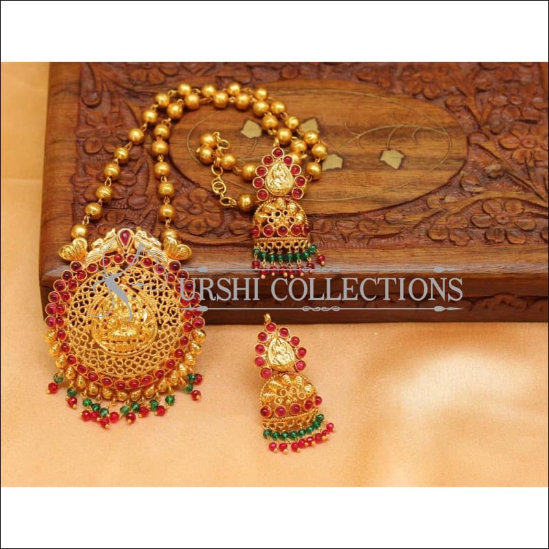 Designer Gold Plated Temple Pendant Set UC-NEW1970 - Multy - Pendant Set