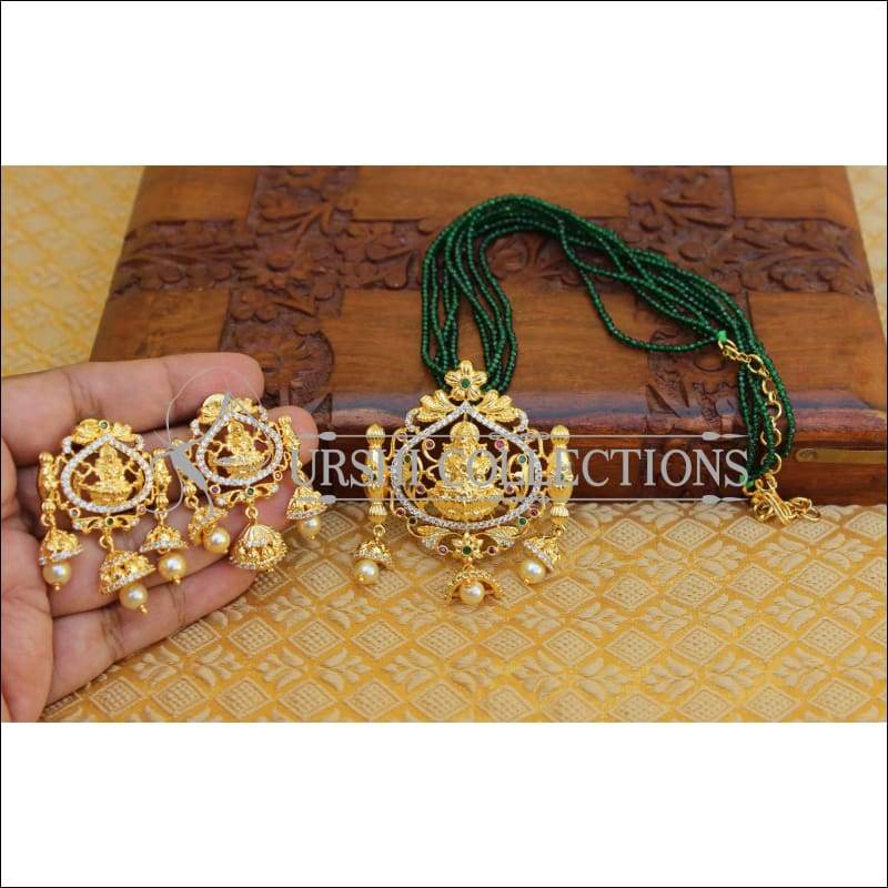 DESIGNER GOLD PLATED TEMPLE NECKLACE SET UTV308 - Necklace Set