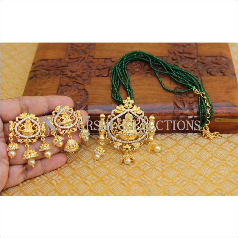 DESIGNER GOLD PLATED TEMPLE NECKLACE SET UTV308 - Necklace Set