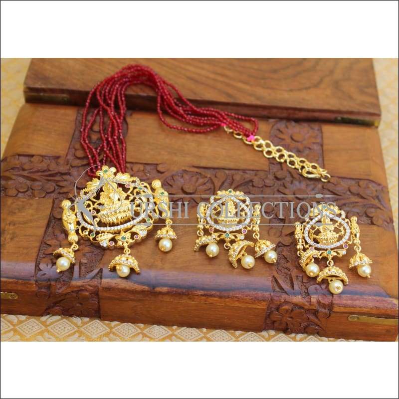 DESIGNER GOLD PLATED TEMPLE NECKLACE SET UTV311 - Necklace Set