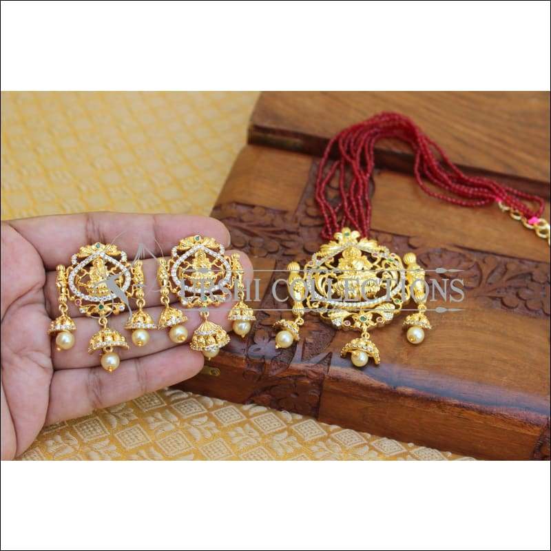 DESIGNER GOLD PLATED TEMPLE NECKLACE SET UTV311 - Necklace Set