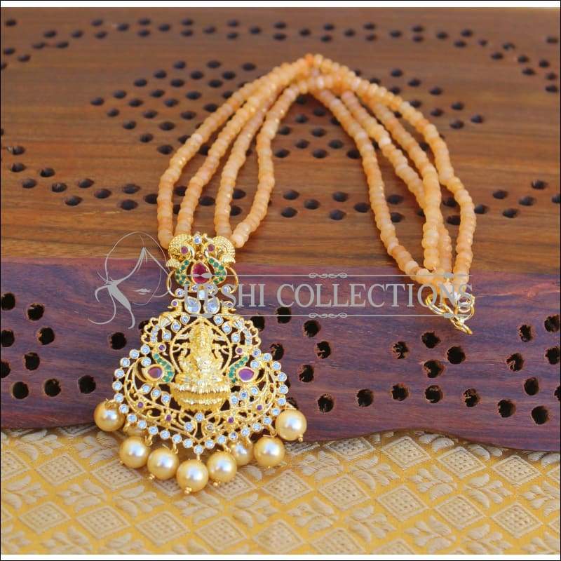 DESIGNER GOLD PLATED TEMPLE NECKLACE SET UTV297 - Necklace Set