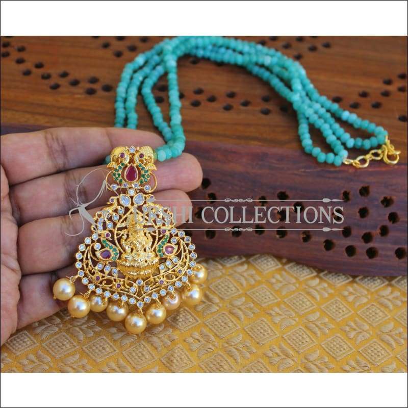 DESIGNER GOLD PLATED TEMPLE NECKLACE SET UTV299 - Necklace Set