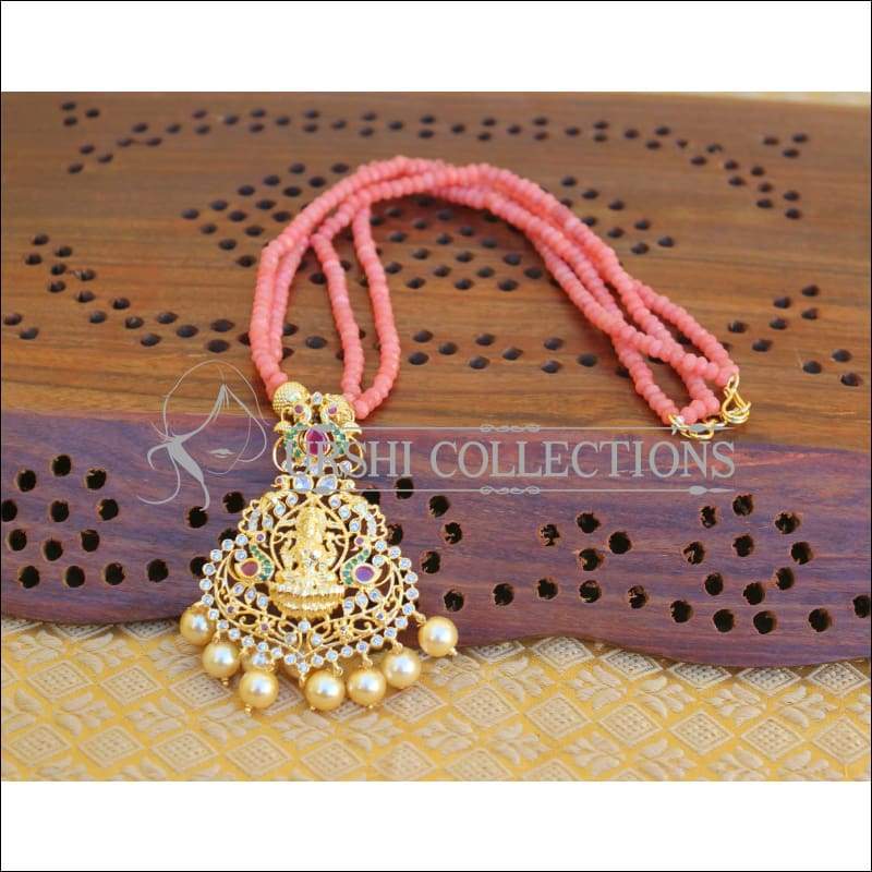 DESIGNER GOLD PLATED TEMPLE NECKLACE SET UTV300 - Necklace Set