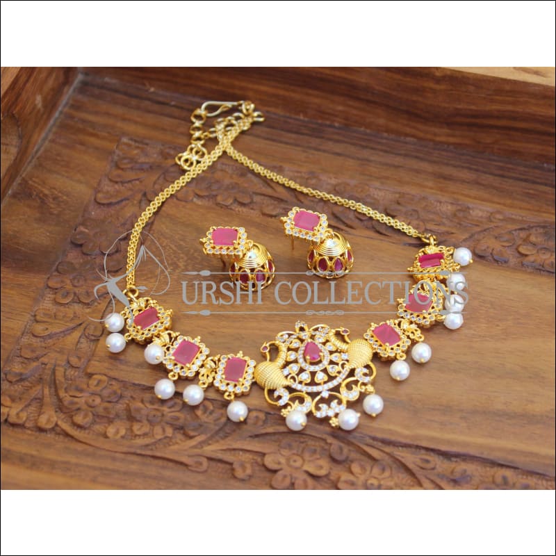 DESIGNER GOLDPLATED PEACOCK NECKLACE SET UTV261 - Necklace Set