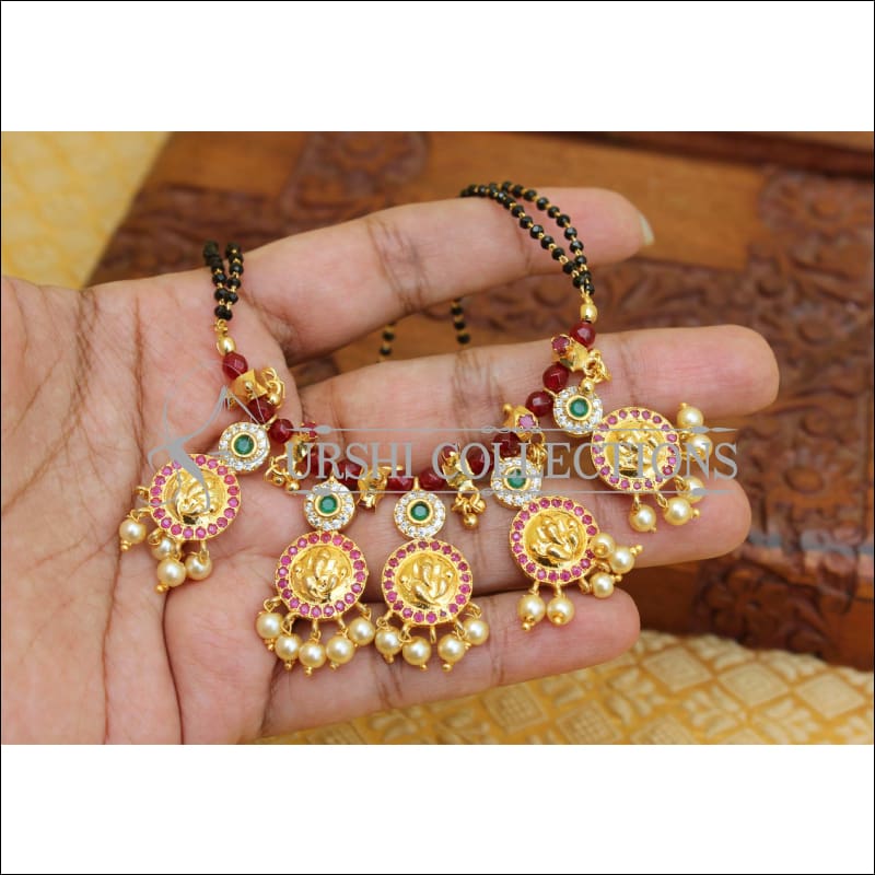 Designer Hand made Ganesha black bead necklace UTV65 - Mangalsutra