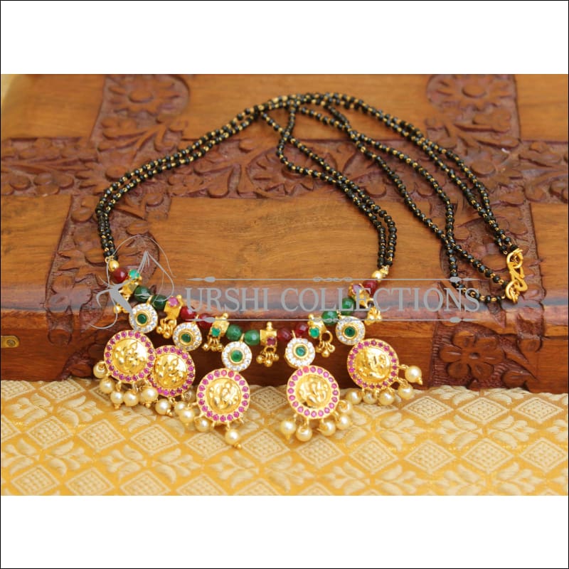 Designer Hand made Ganesha black bead necklace UTV65 - MULTI - Mangalsutra
