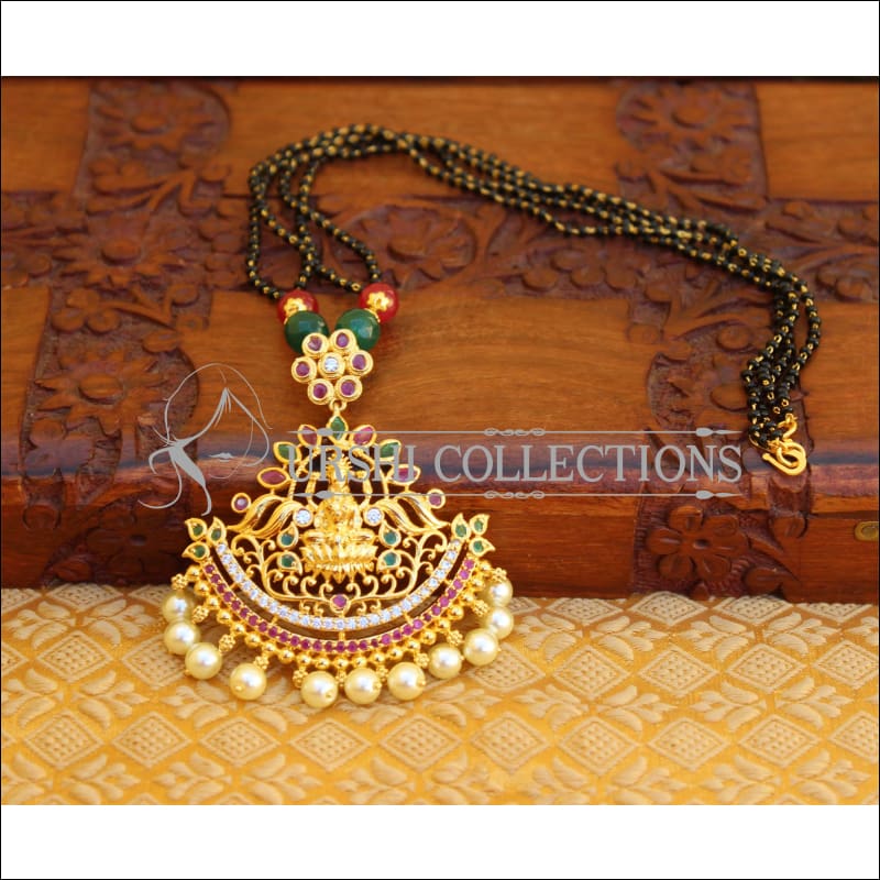 DESIGNER HANDMADE BLACK BEAD TEMPLE NECKLACE UTV144 - Mangalsutra