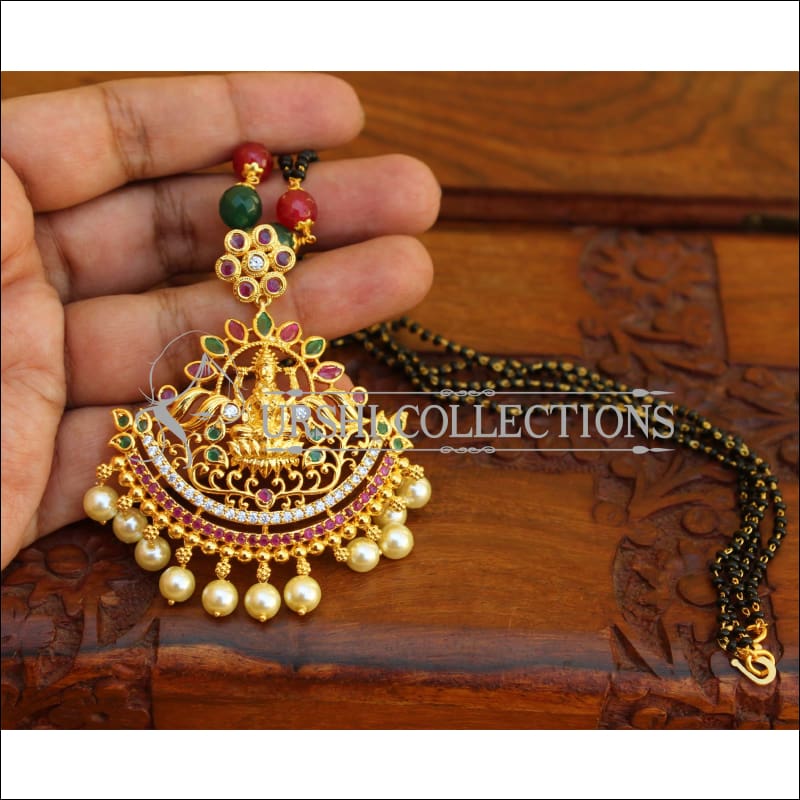 DESIGNER HANDMADE BLACK BEAD TEMPLE NECKLACE UTV144 - Mangalsutra