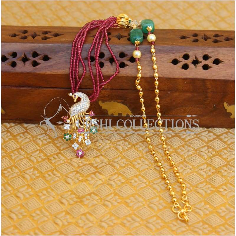 DESIGNER HANDMADE CZ PEACOCK NECKLACE SET UTV256 - Necklace Set