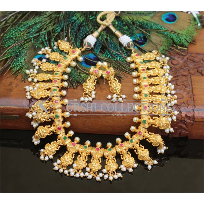 Designer High Gold Lakshmi plated Necklace set M116 - Necklace Set