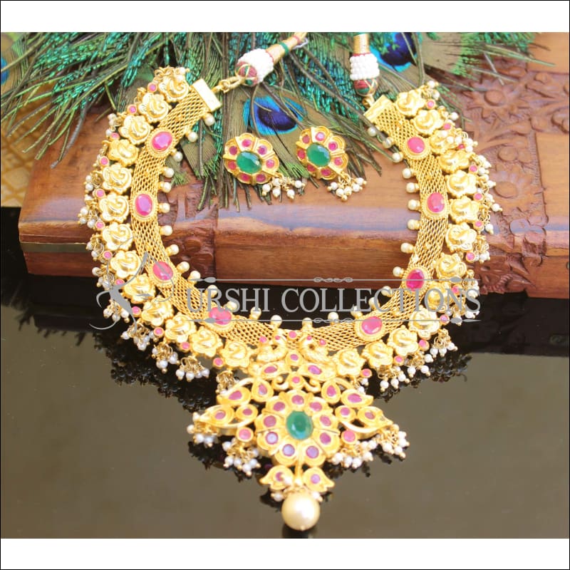 Designer High Gold plated Peacock Necklace set M118 - Necklace Set