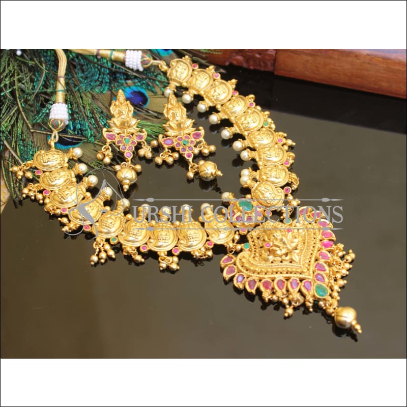 Designer High Gold plated Temple Necklace set M119 - Necklace Set
