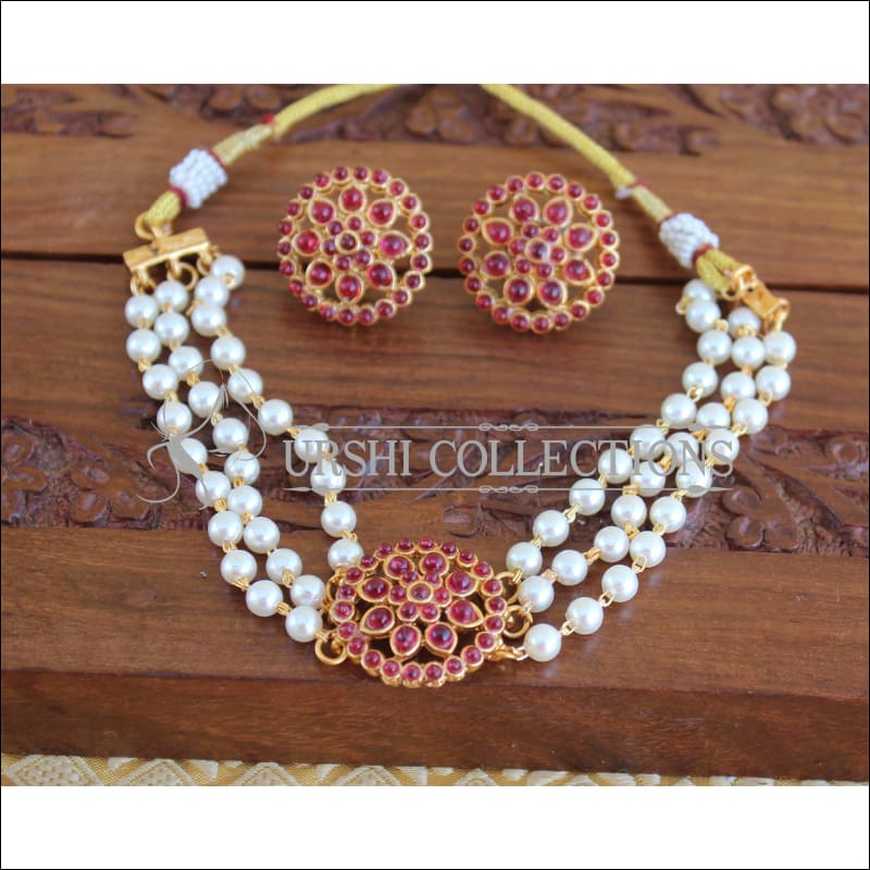Designer Kemp short necklace set M621 - pink - Necklace Set