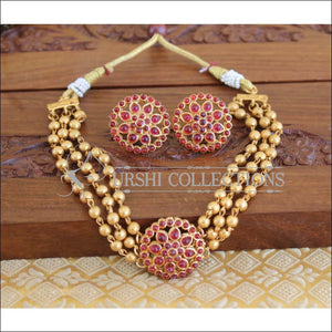 Designer Kemp short necklace set M624 - pink - Necklace Set