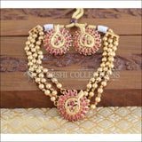 Designer Kemp short peacock necklace set M627 - pink - Necklace Set
