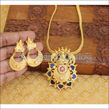 Designer kerala style palakka Temple Necklace set M87 - BLUE - Necklace Set