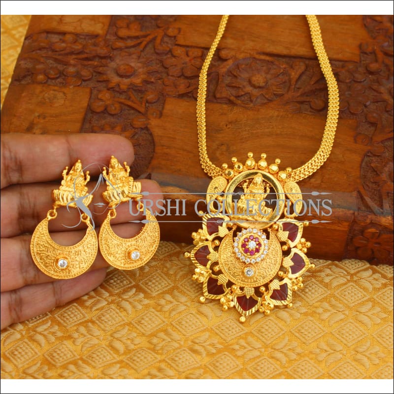 Designer kerala style palakka Temple Necklace set M87 - Necklace Set