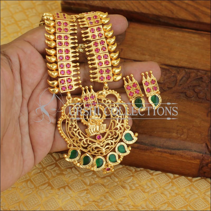 Designer Kerala style temple necklace set M315 - MULTY - Necklace Set