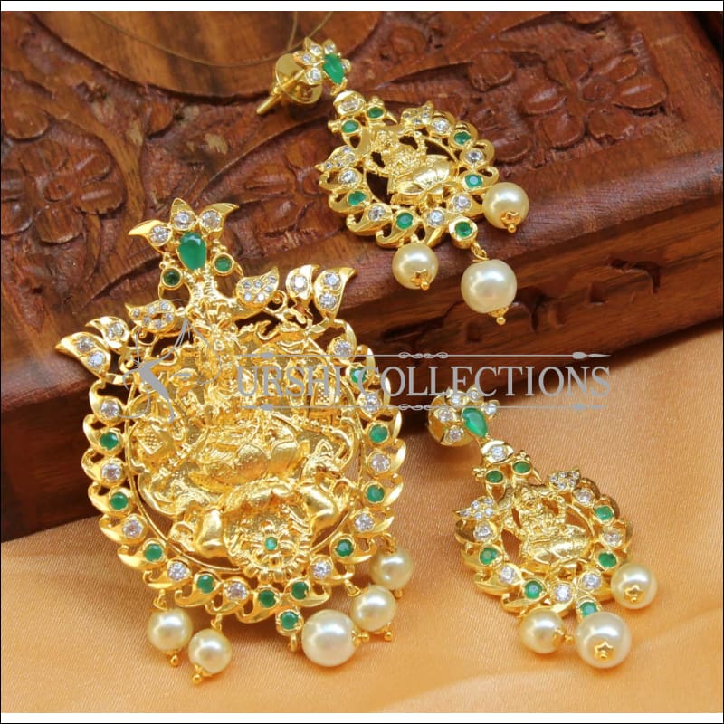Designer Lakshmi Pendant Set UC-NEW890 - Green - Pendant Set