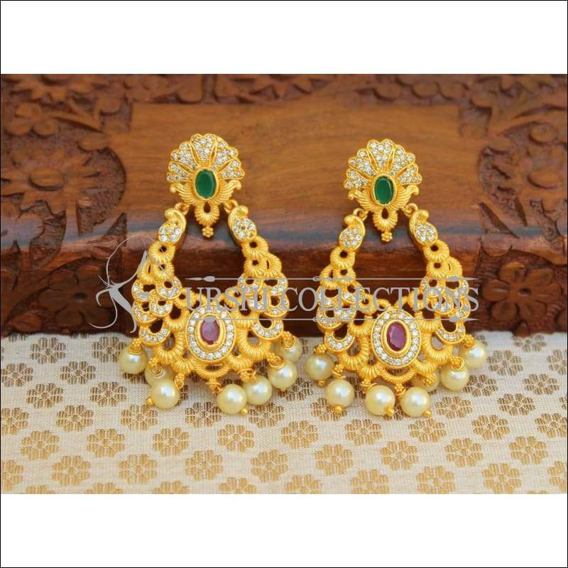 Designer Matte Earrings - GREEN AND RED - Earrings