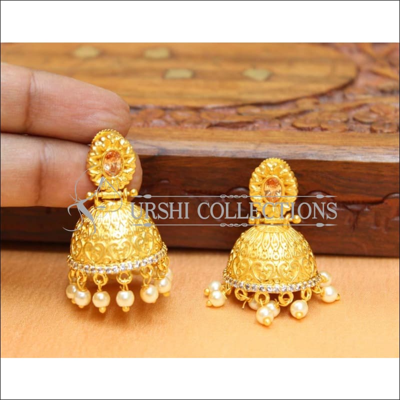 Designer Matte Finish CZ Earrings UC-NEW500 - Yellow Diamond and White - Earrings