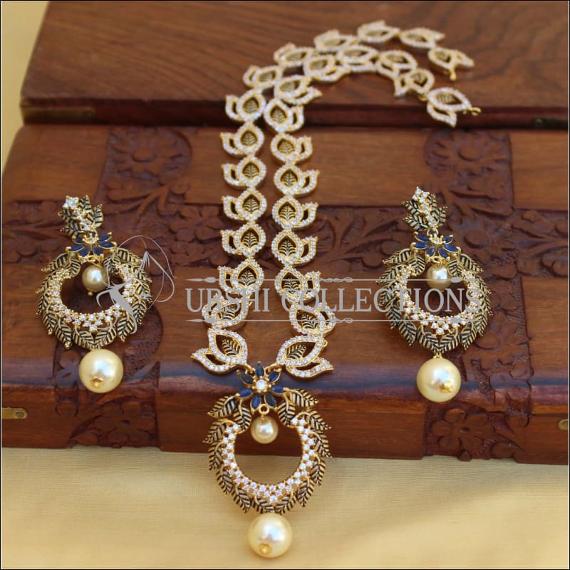 DESIGNER MATTE FINISH CZ NECKLACE SET UC-NEW2906 - Necklace Set