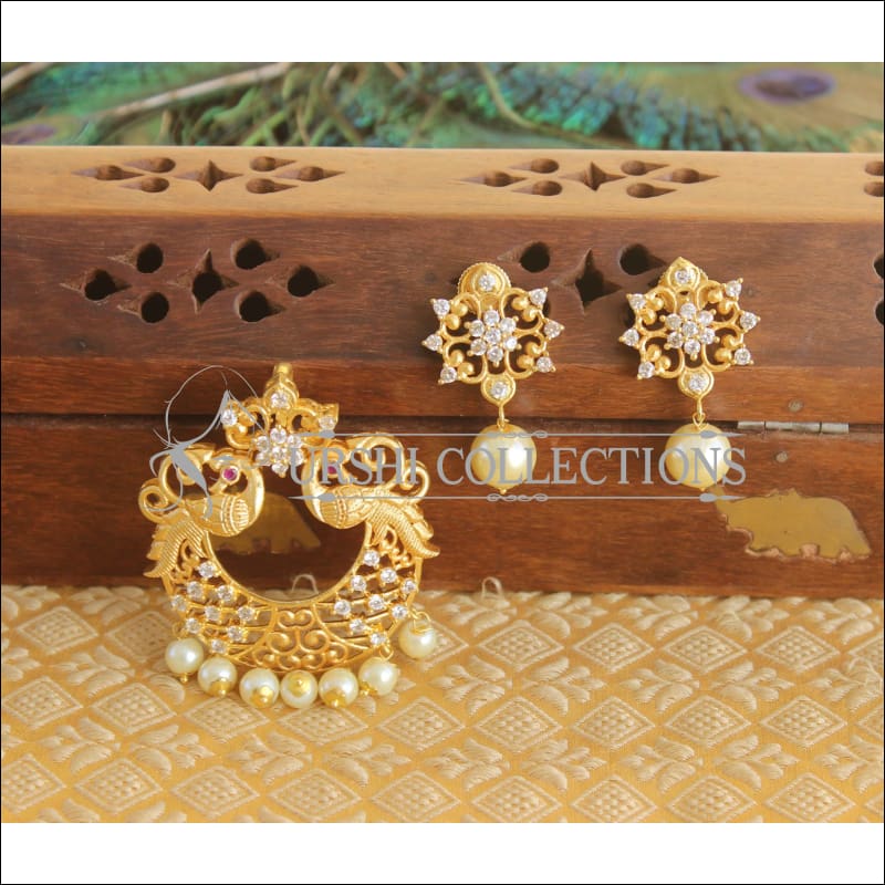 Designer matte finish CZ peacock pendant set M578 - Pendant Set