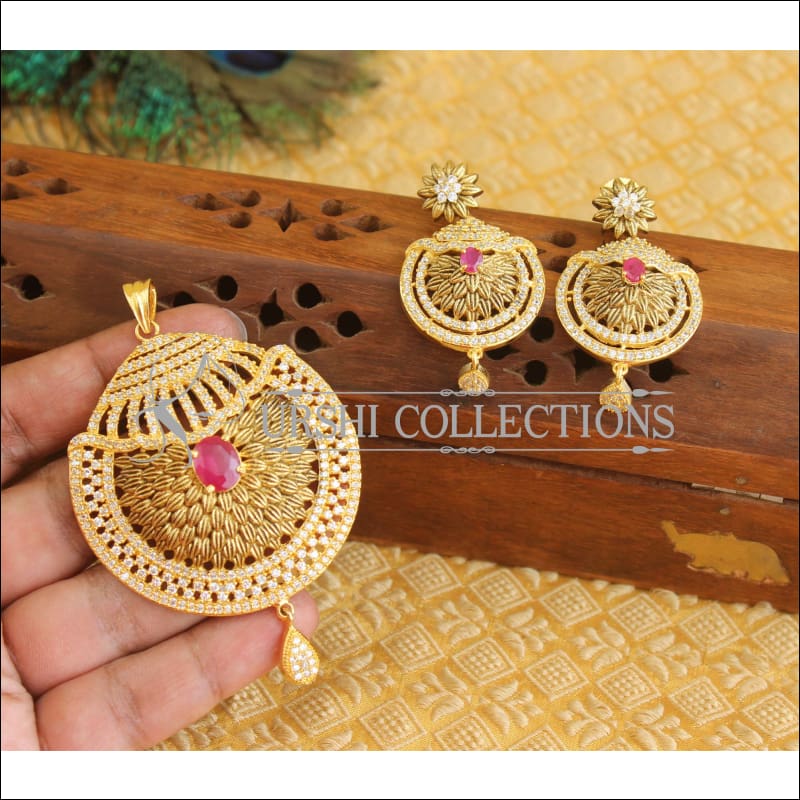 Designer Matte finish CZ Pendant set M491 - Pendant Set