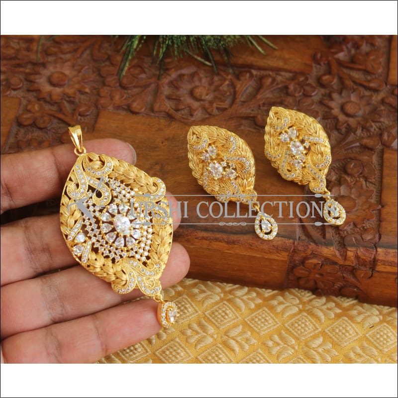 Designer Matte finish CZ Pendant set M498 - Pendant Set