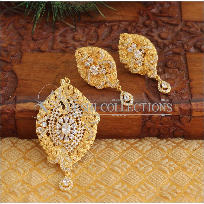 Designer Matte finish CZ Pendant set M498 - Pendant Set