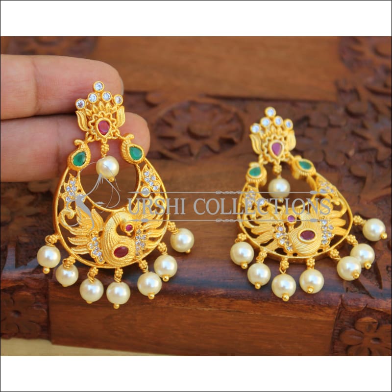 Designer Matte Finish Earrings Set UC-NEW2123 - Red &Green - Earrings