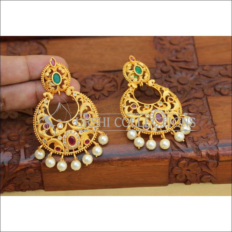 Designer Matte Finish Earrings Set UC-NEW2126 - Green&Red - Earrings