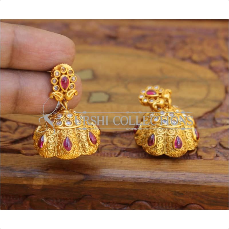 Designer Matte Finish Earrings Set UC-NEW2214 - Ruby - Earrings