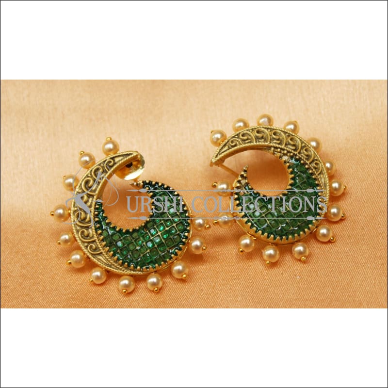Designer Matte Finish Earrings Set UC-NEW2279 - Green - Earrings