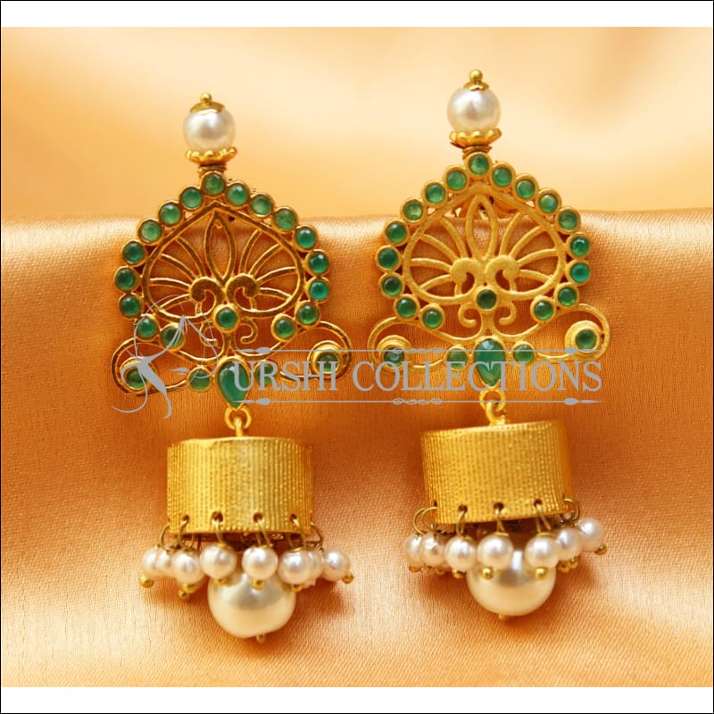 Designer Matte Finish Earrings Set UC-NEW602 - Green - Earrings