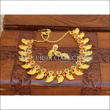 Designer Matte Finish Gold Necklace UC-NEW33 - green and red - Necklace Set