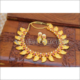 Designer Matte Finish Gold Necklace UC-NEW33 - white and red - Necklace Set