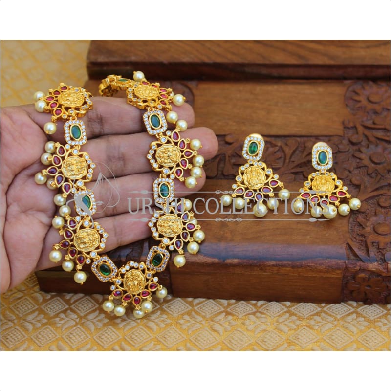 DESIGNER MATTE FINISH KEMPU NECKLACE SET UTV327 - Necklace Set