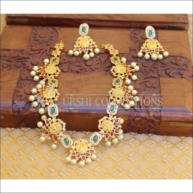 DESIGNER MATTE FINISH KEMPU NECKLACE SET UTV327 - Necklace Set