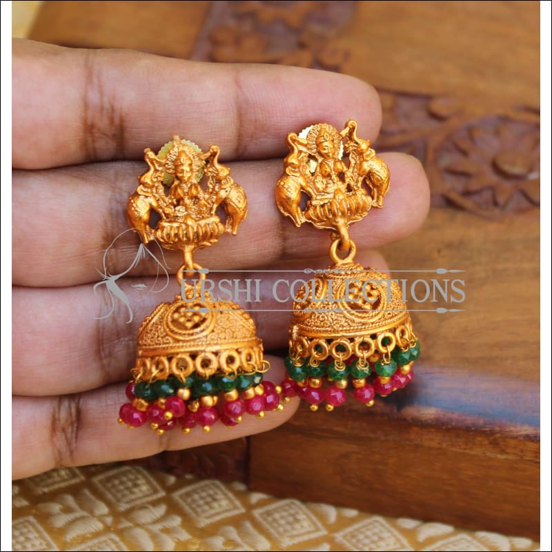 DESIGNER MATTE FINISH LAKSHMI EARRINGS UTV767 - Earrings