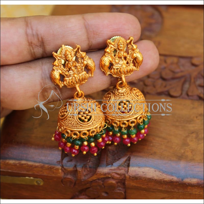 DESIGNER MATTE FINISH LAKSHMI EARRINGS UTV767 - Earrings