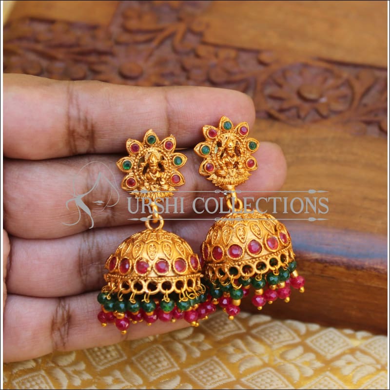 DESIGNER MATTE FINISH LAKSHMI EARRINGS UTV769 - Earrings