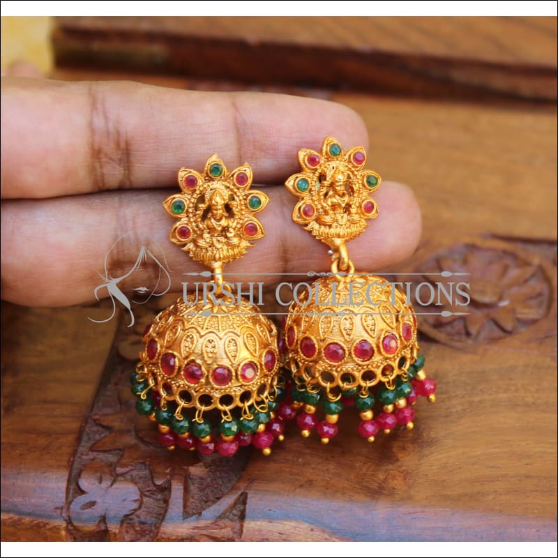 DESIGNER MATTE FINISH LAKSHMI EARRINGS UTV769 - Earrings