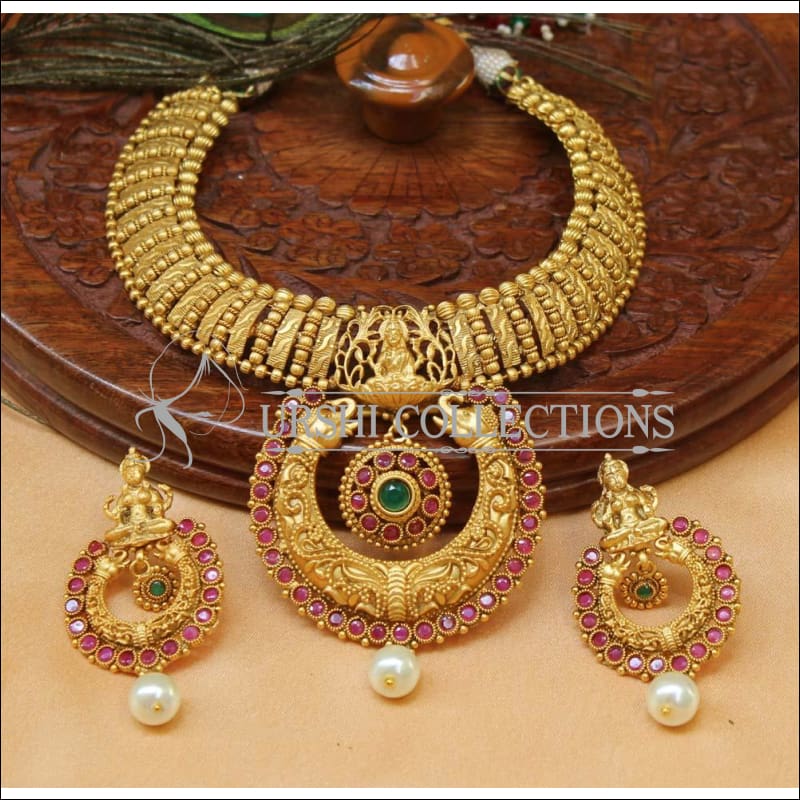Designer Matte Finish Lakshmi Necklace Set UC-NEW1212 - Multi - Necklace Set