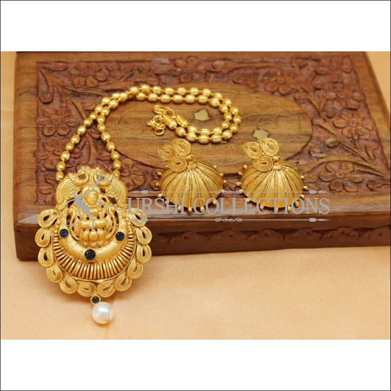 Designer Matte Finish Lakshmi Pendant Set UC-NEW1159 - Blue - Pendant Set