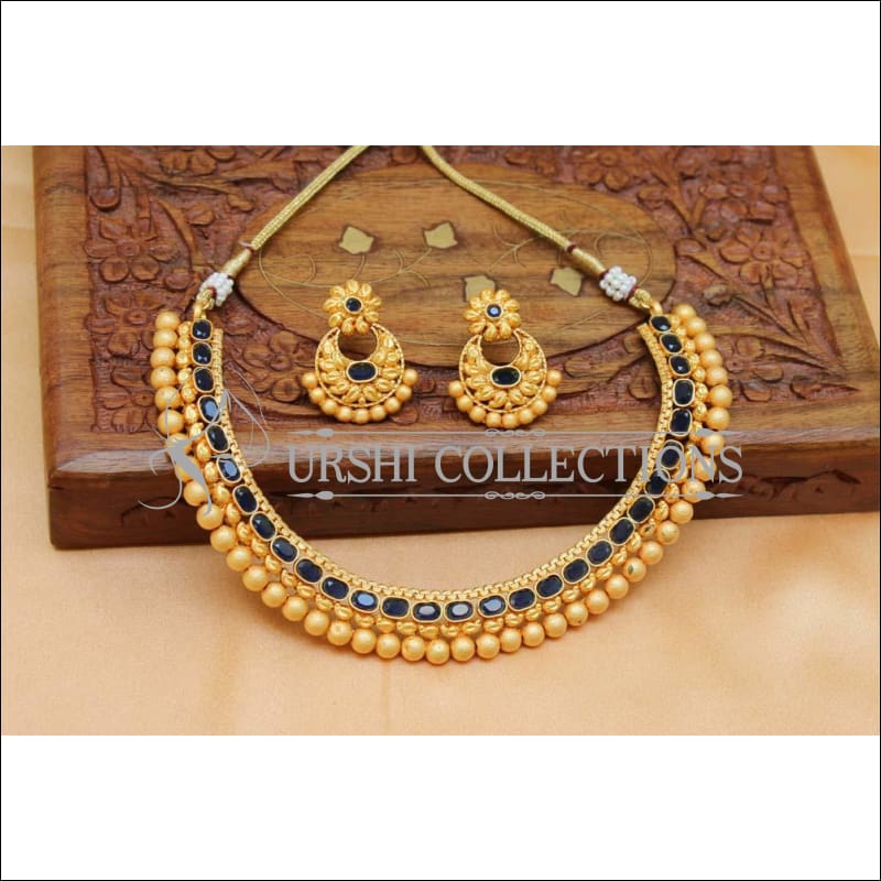 Designer Matte Finish Necklace Set UC-NEW1190 - Blue - Necklace Set